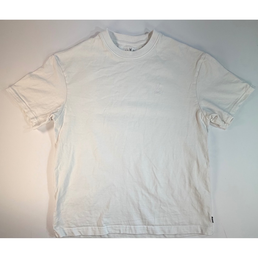 Psycho Bunny Mens White Pima Cotton Heavyweight Short Sleeve T-Shirt Size 4 S/M